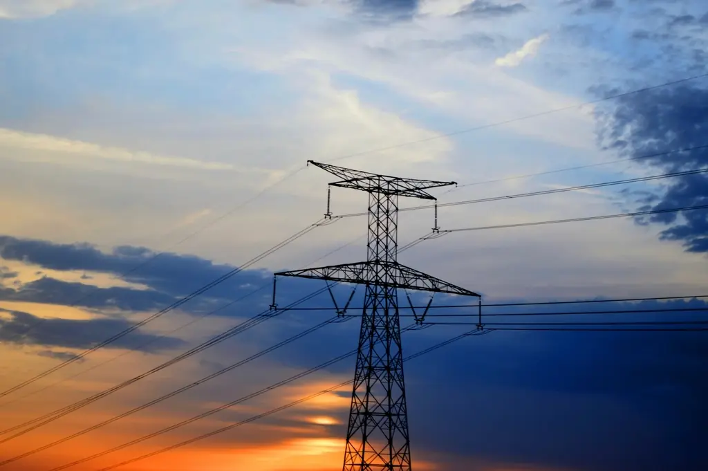 Power lines sunset